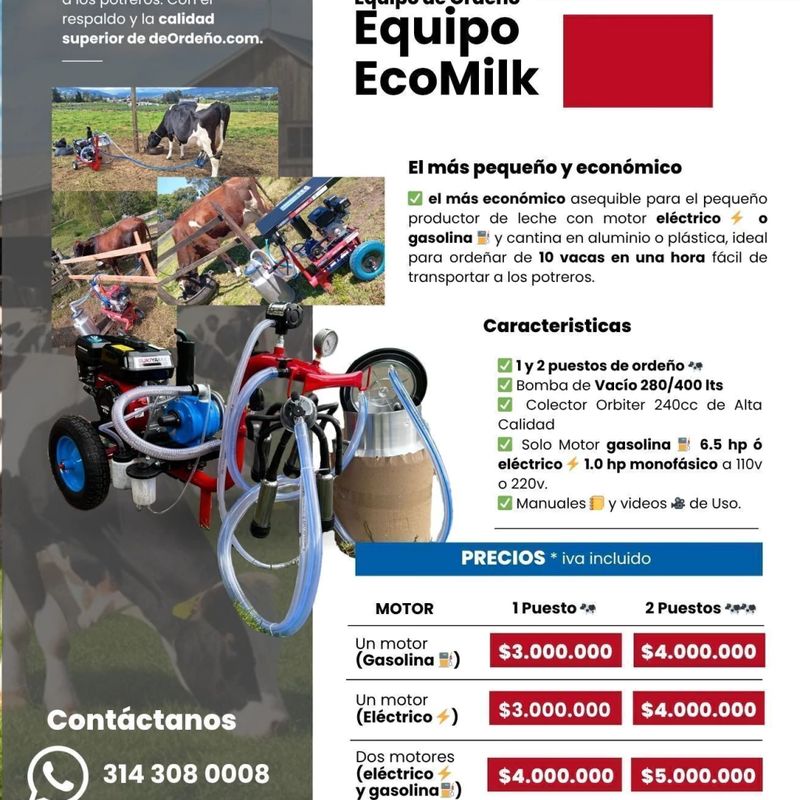 Combo Equipo de Ordeño Ecomilk + Picapasto a Gasolina — foto 2
